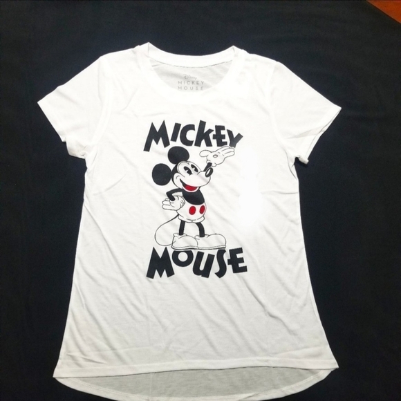 Disney Mickey Mouse Graphic T-shirt Short Sleeve White Medium M Hi-Low Retro EUC - Picture 1 of 4